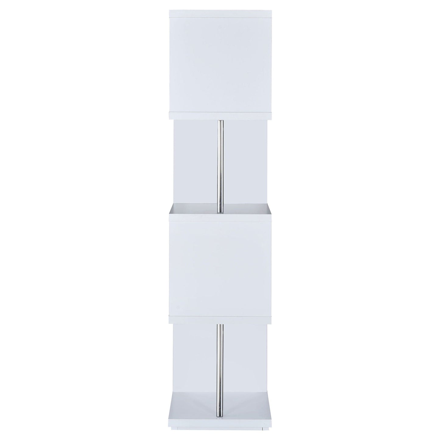 Baxter 67-inch 4-shelf Bookshelf White and Chrome