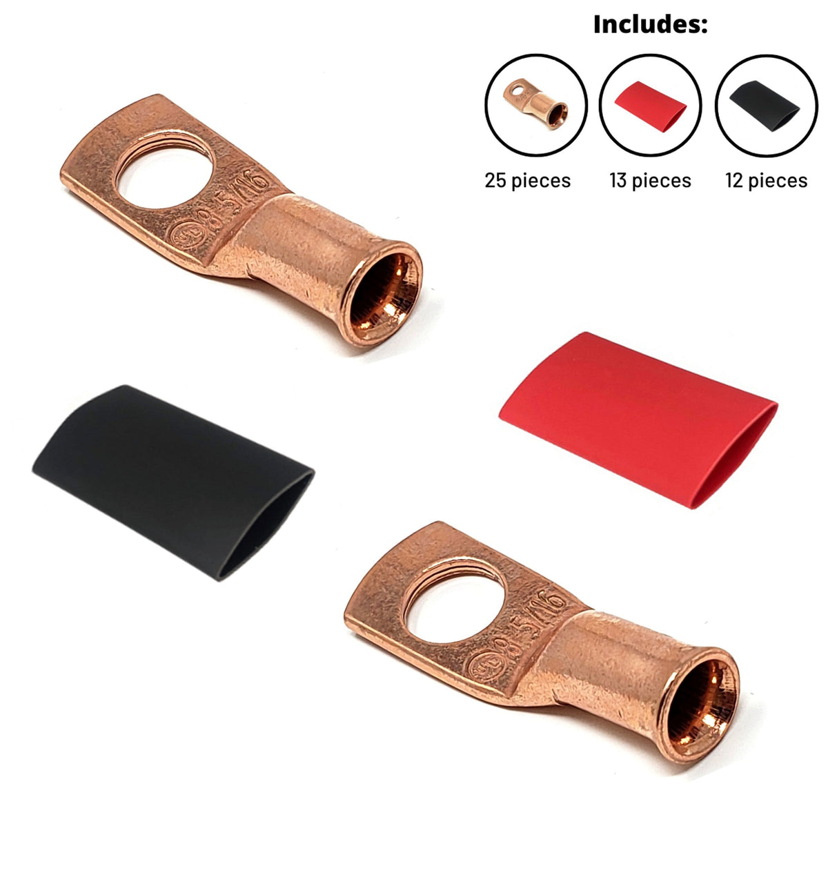 8 Gauge Cable Lugs with Heat Shrink Tubing Kit