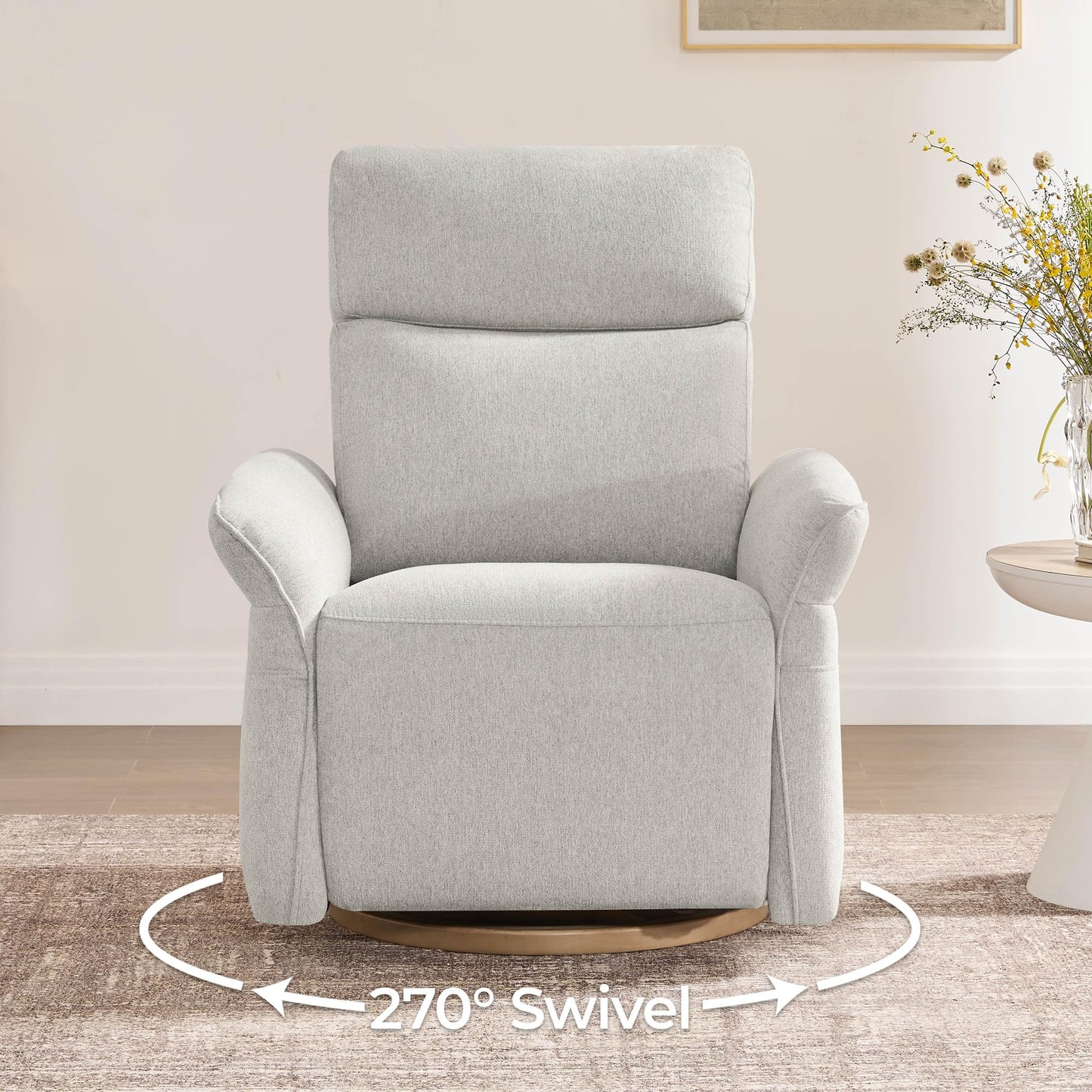 CHITA Power Recliner Chair, Electric Triple-Motor Swivel Glider Nursery Rocking Chair with Adjustable Power Headrest and Lumbar Support, GREENGARD Gold Certified, Solid Wood Base, Linen