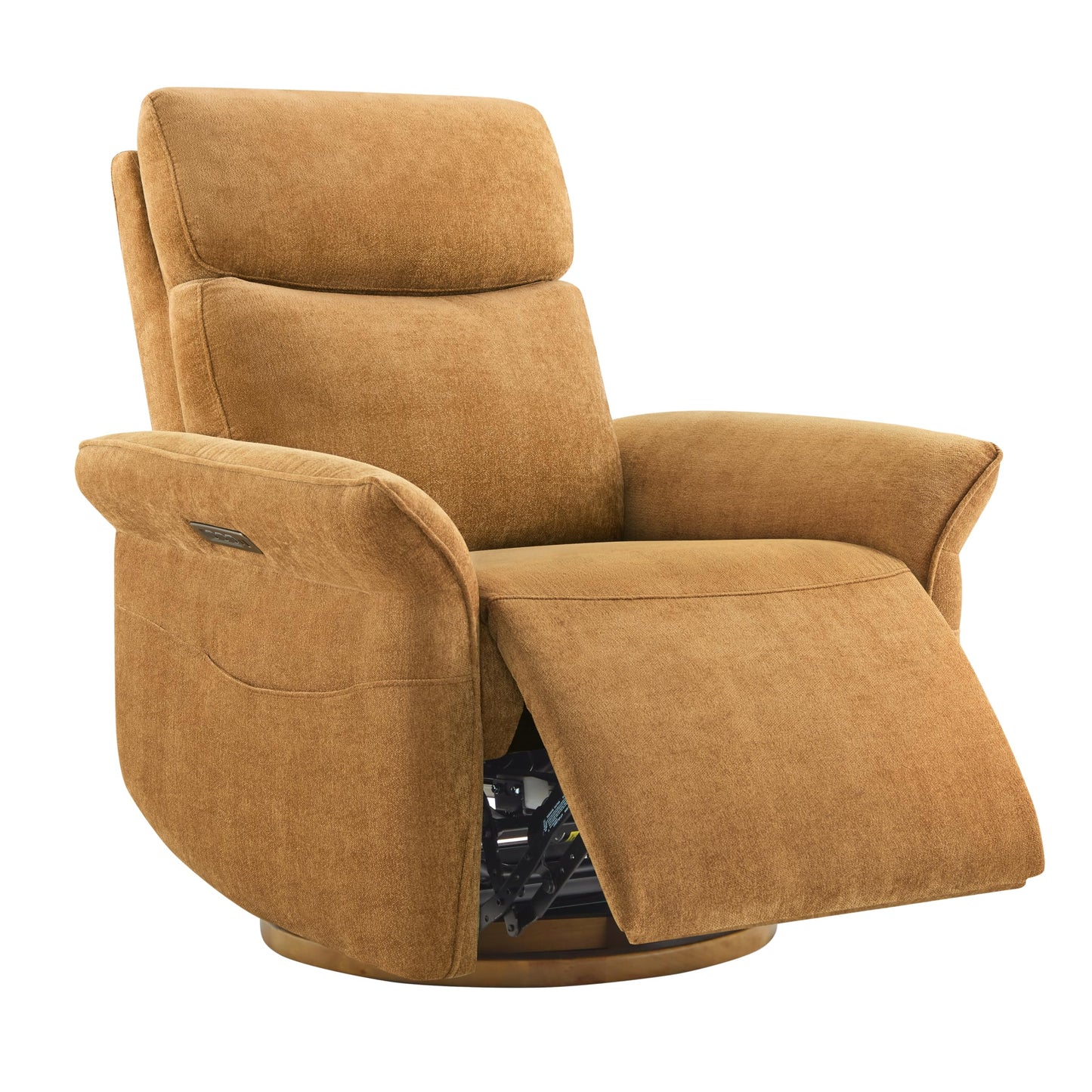 CHITA Power Recliner Chair, Electric Triple-Motor Swivel Glider Nursery Rocking Chair with Adjustable Power Headrest and Lumbar Support, GREENGARD Gold Certified, Solid Wood Base, Linen