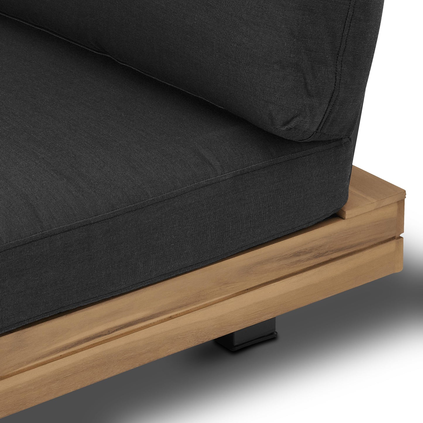 Poly & BARK Celenza Modular Corner Sectional Set with Coffee Table–Outdoor Sectional in Acacia Wood and Powder‑Coated Steel with Weather‑Resistant Cushions–Stylish Patio Lounge for Family and Guests