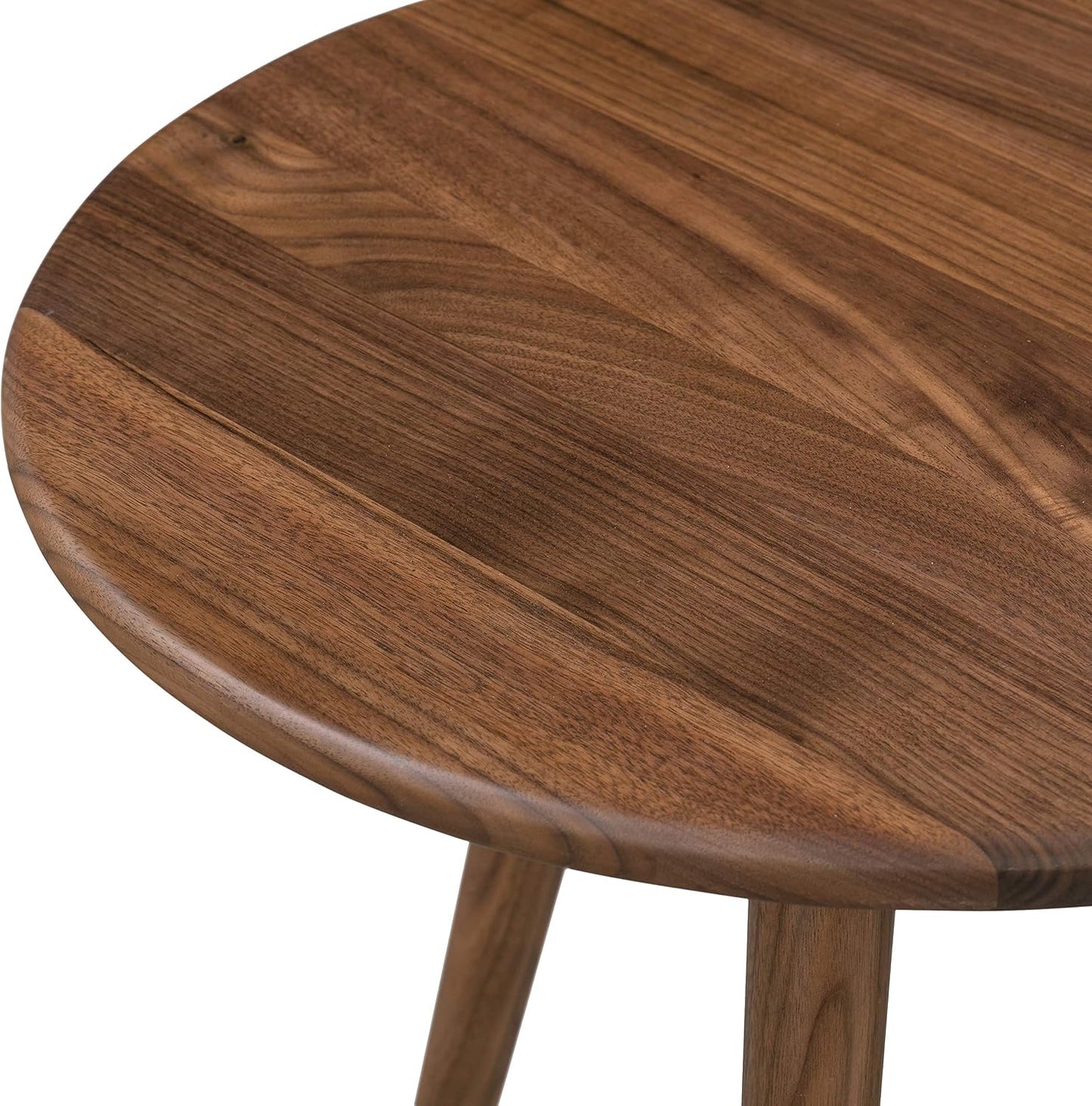 Poly & BARK Douro Side Table in Walnut – 20" Round Accent Table – Solid American Black Walnut Wood – Mid-Century Modern Design with Sculpted Tapered Legs