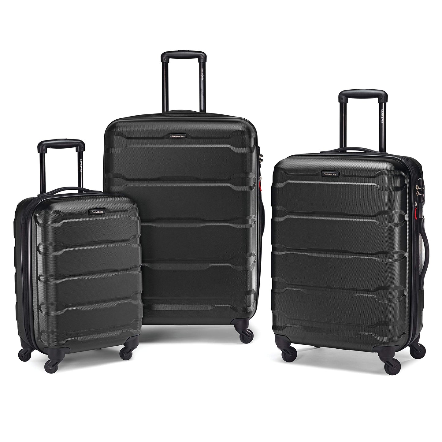 Samsonite Omni PC Hardside Expandable Luggage with Spinner Wheels, Caribbean Blue, Checked-Large 28-Inch