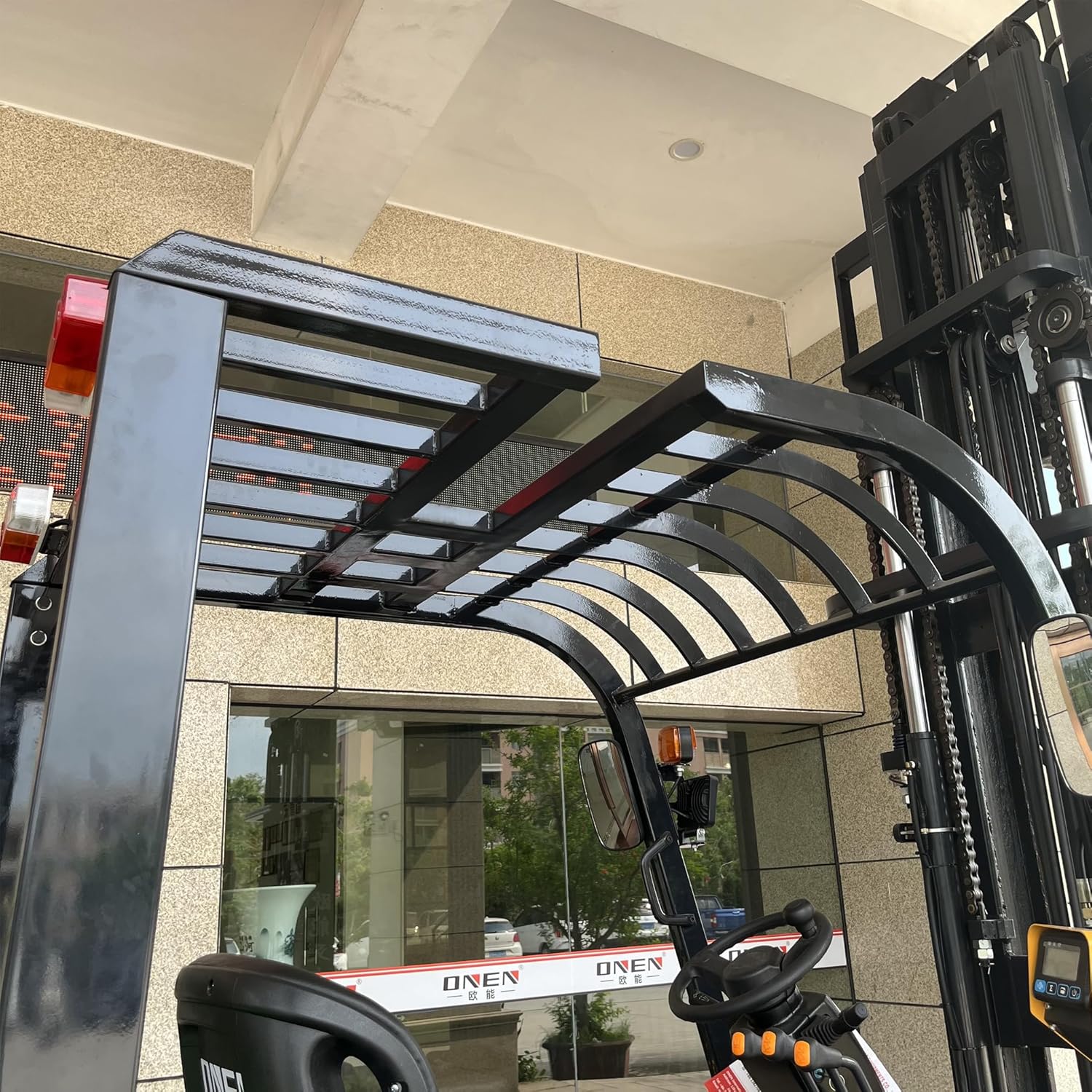 ONEN Electric Forklift 3.5T 7716 LBS Capacity Lithium Battery Drive High-Lift Fork Lift 14.76 ft Lifting Height Stacker 80V 410Ah Powered Pallet Lift Truck Material Handler with 3.51 ft Length Forks