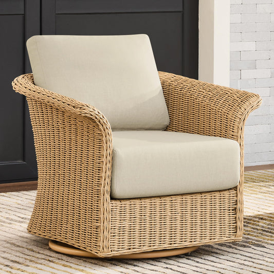 CHITA 3 Pieces Wicker Patio Bistro Set, Outdoor Rattan Furniture Set with 2 Pieces Thickened Cushion Swivel Chairs and Side Table for Backyard, Poolside, Garden or Porch