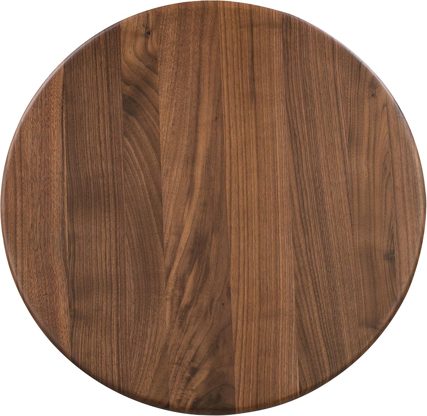 Poly & BARK Douro Side Table in Walnut – 20" Round Accent Table – Solid American Black Walnut Wood – Mid-Century Modern Design with Sculpted Tapered Legs
