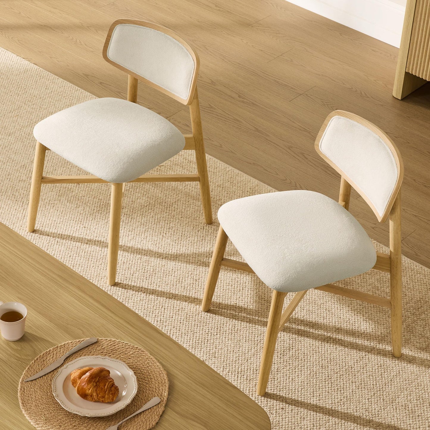 CHITA Soild Wood Dining Chairs Set of 4, Mid Century Modern Walnut Wood Kitchen Chairs with Curved Backrest, Dining Room Chair for Kitchen, Restaurant