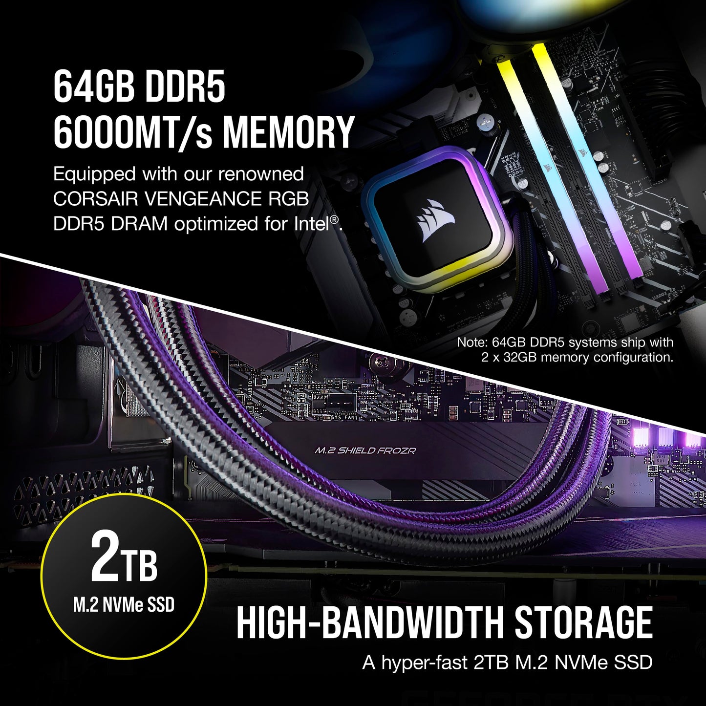 Corsair Vengeance i7500 Gaming PC – Liquid Cooled Intel Core i9-14900KF CPU – NVIDIA GeForce RTX 5080 GPU – 32GB Vengeance RGB DDR5 Memory – 2TB M.2 SSD – Black