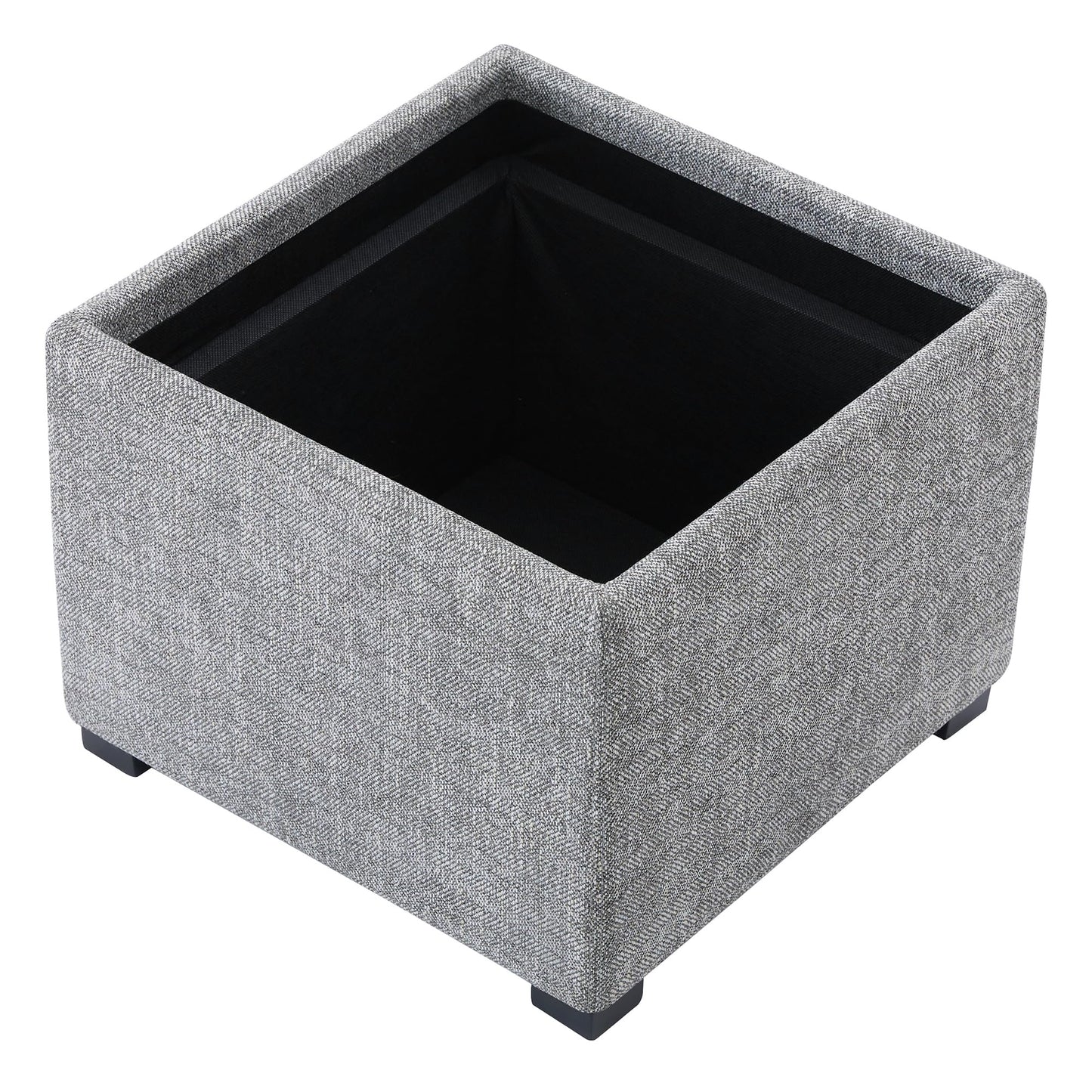 CHITA Storage Ottoman Cube with Tray Lid, Small Footstool with Storage, Square End Table for Living Room and Bedroom, Faux Leather in Saddle Brown