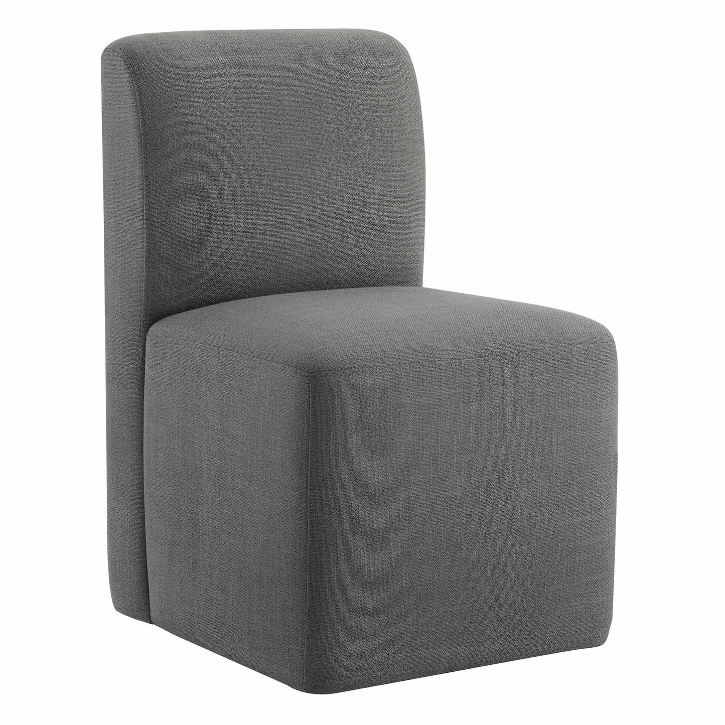 CHITA Dining Chairs with Casters Set of 2, FSC Certified Upholstered Armless Modern Rolling Dining Chairs with Rollers for Bedroom Reading Room Living Room, Fully Assembled, Linen