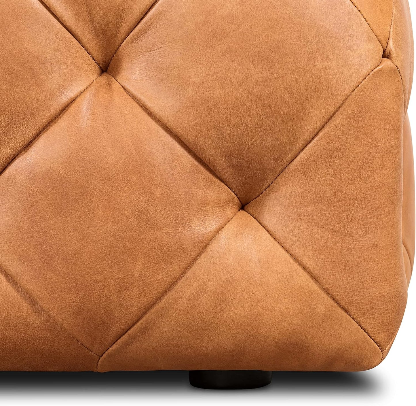POLY & BARK Turin Ottoman in Full-Grain Pure-Aniline Dyed Italian Tanned Leather in Cognac Tan