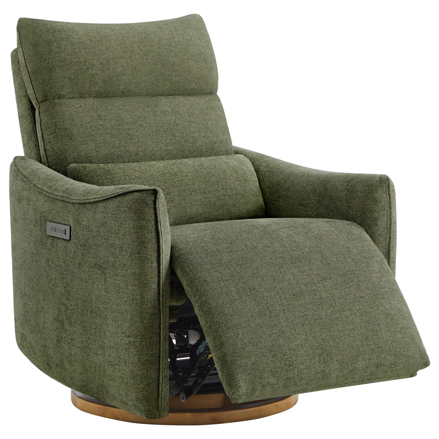 CHITA Swivel Rocker Recliner Chair, Power Nursery Glider Recliner, Nursery Rocking Chair with Adjustable Power Headrest, FSC Certified, Solid Wood Base, Cream