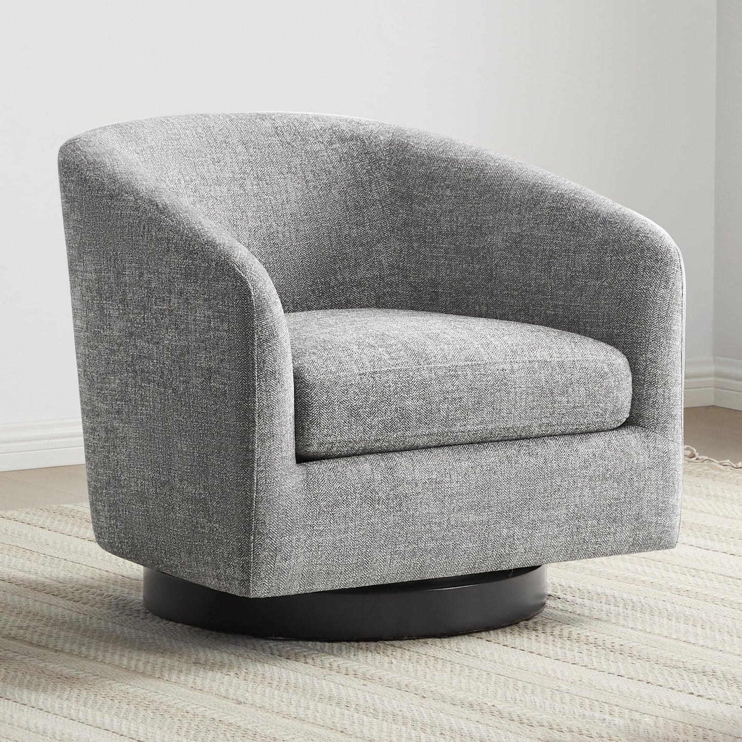 CHITA Swivel Accent Chair Set of 2, Fully Assembled Fabric Barrel Armchair with FSC Certified Upholstered for Living Room, Bedroom and Office, Flax Beige