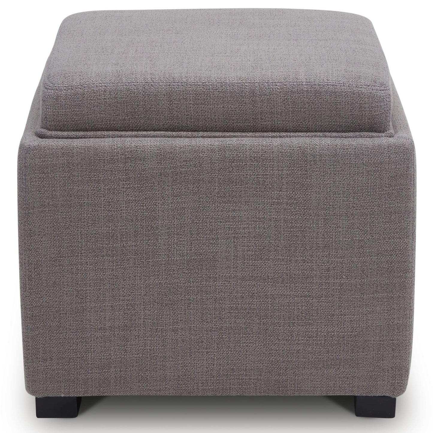 CHITA Storage Ottoman Cube with Tray Lid, Small Footstool with Storage, Square End Table for Living Room and Bedroom, Faux Leather in Saddle Brown