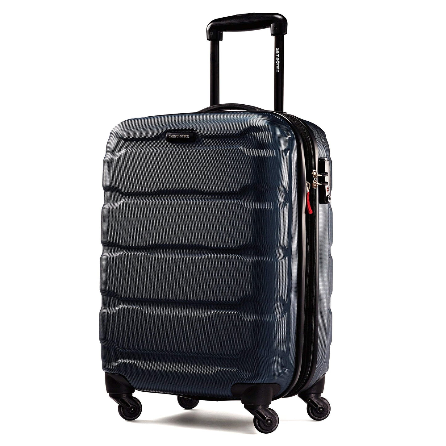 Samsonite Omni PC Hardside Expandable Luggage with Spinner Wheels, Caribbean Blue, Checked-Large 28-Inch