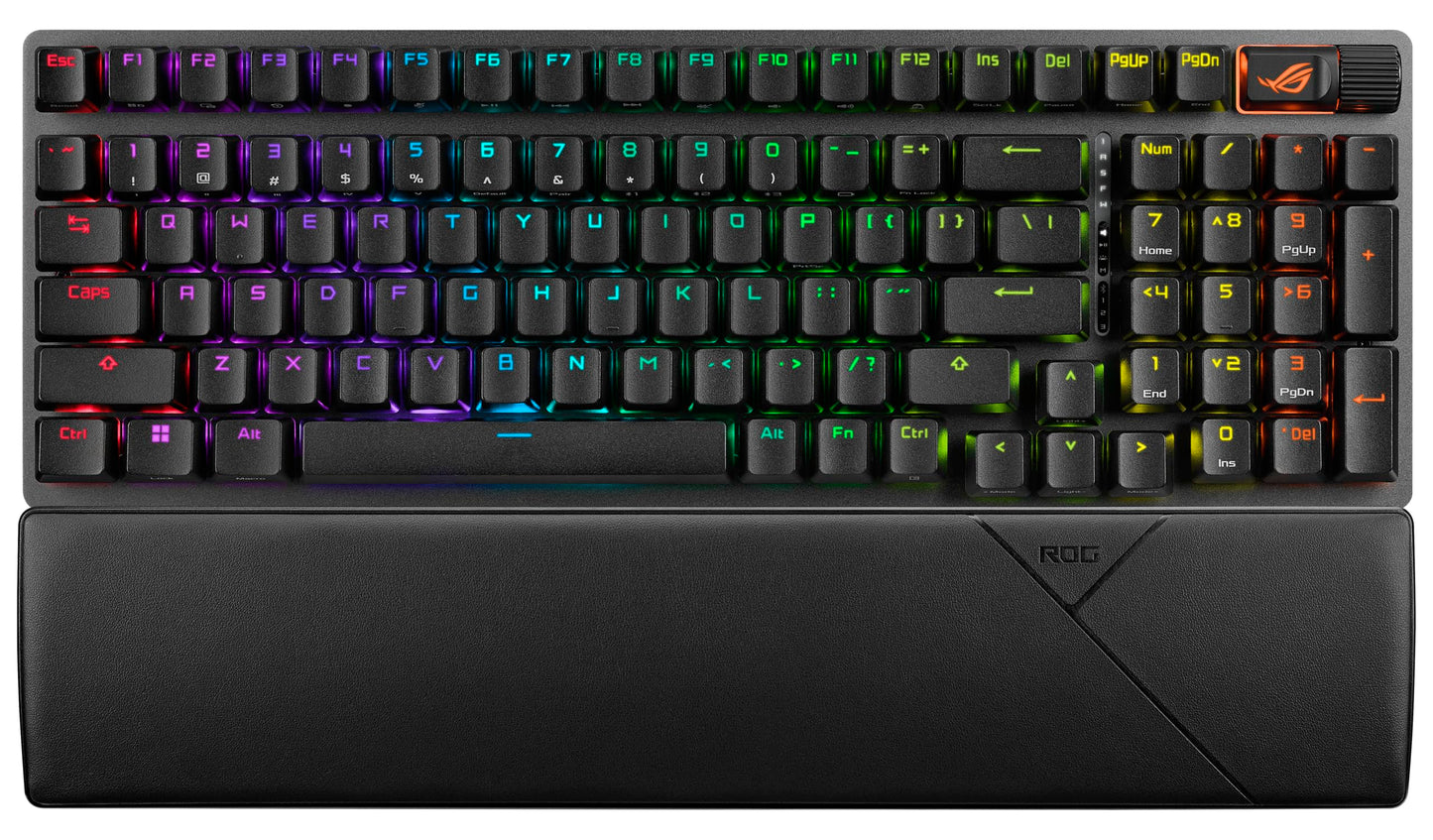 ASUS ROG Strix Scope II 96 Wireless Mechanical Gaming Keyboard – 96% Full-Size, Tri-Mode Connectivity, Hot Swappable Pre-lubed ROG NX Snow Linear Switches, PBT Keycaps, RGB, PC/Mac Support-Black
