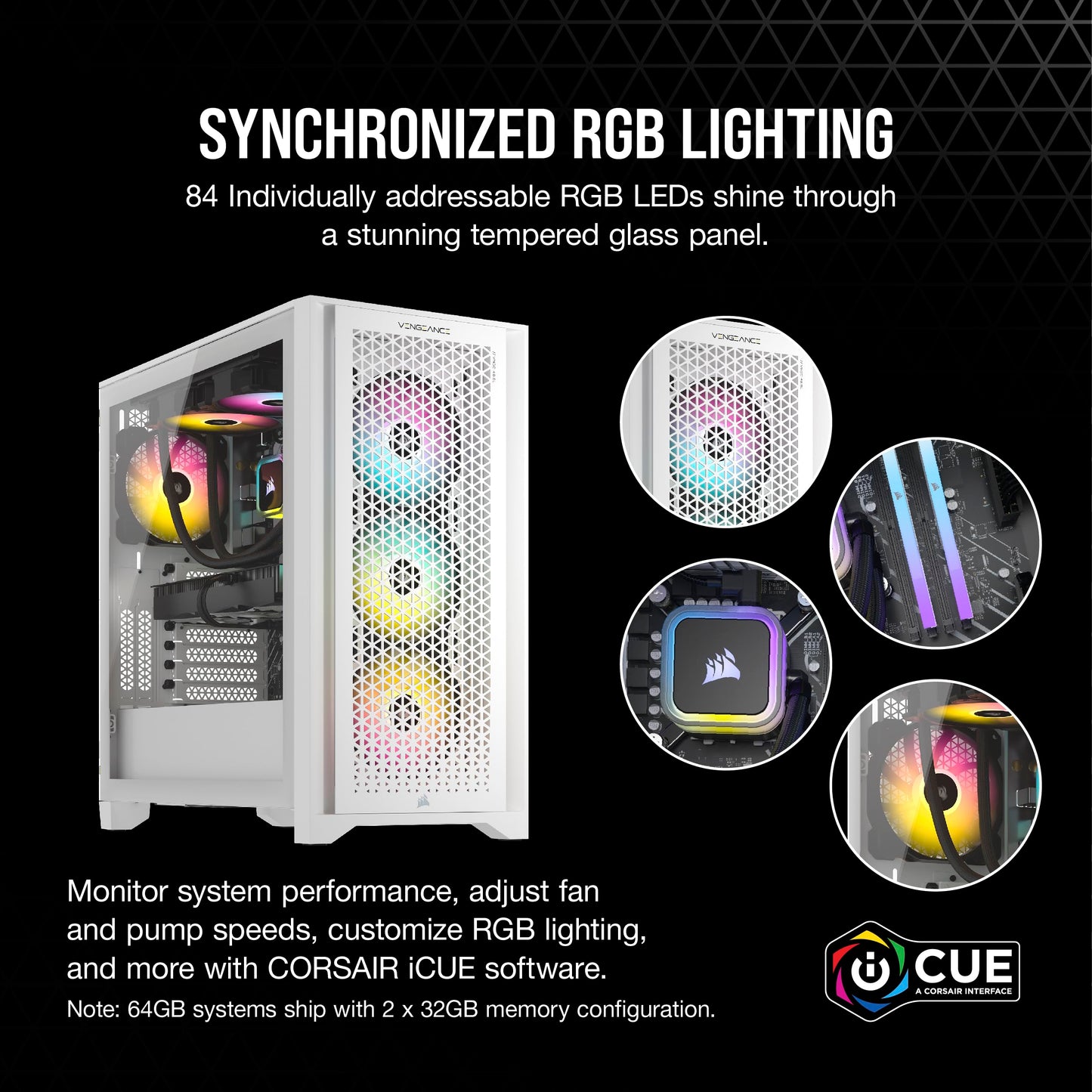 Corsair Vengeance i7500 Gaming PC – Liquid Cooled Intel Core i9-14900KF CPU – NVIDIA GeForce RTX 5080 GPU – 32GB Vengeance RGB DDR5 Memory – 2TB M.2 SSD – Black