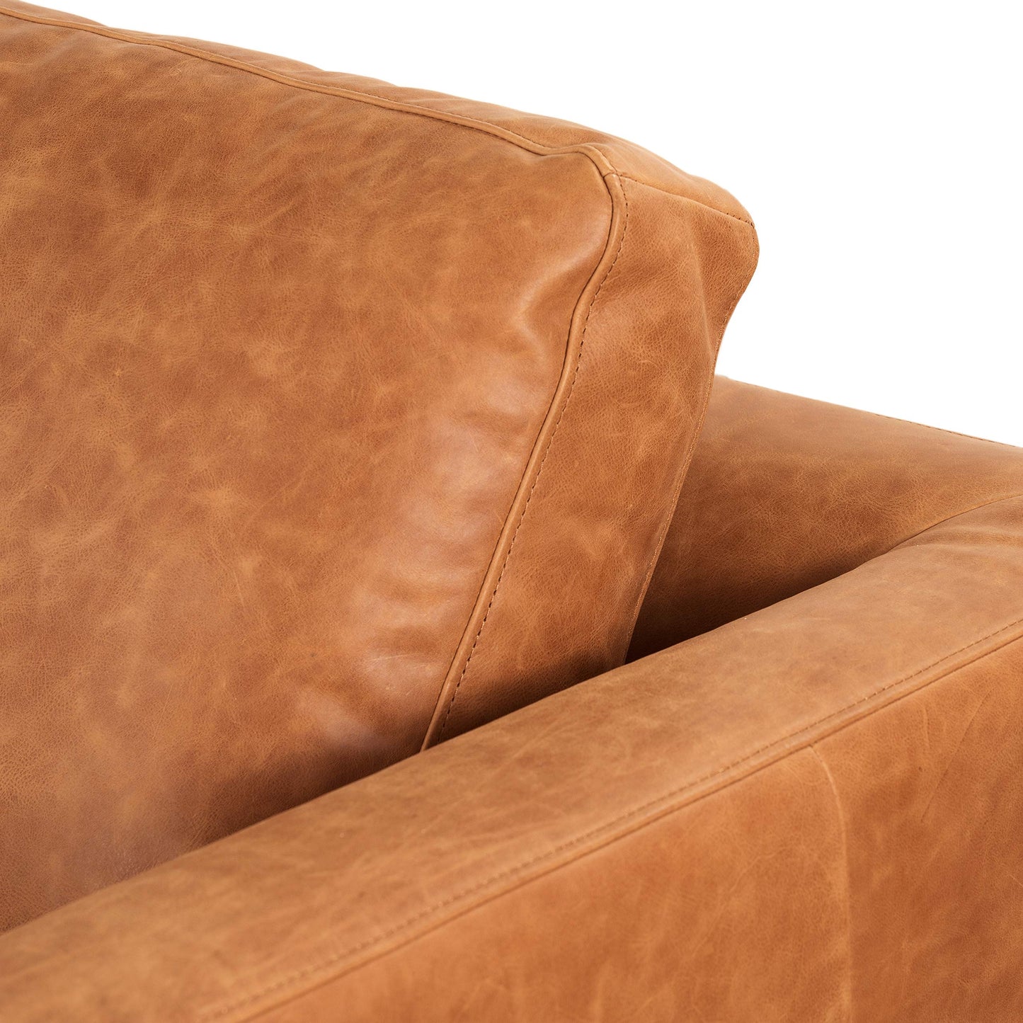 POLY & BARK Capa 96.5" Sofa – Chocolate Brown Full-Grain Pure-Aniline Italian Leather, Boxy Modern Design, Feather-Fiber Cushions, Solid Wood Frame