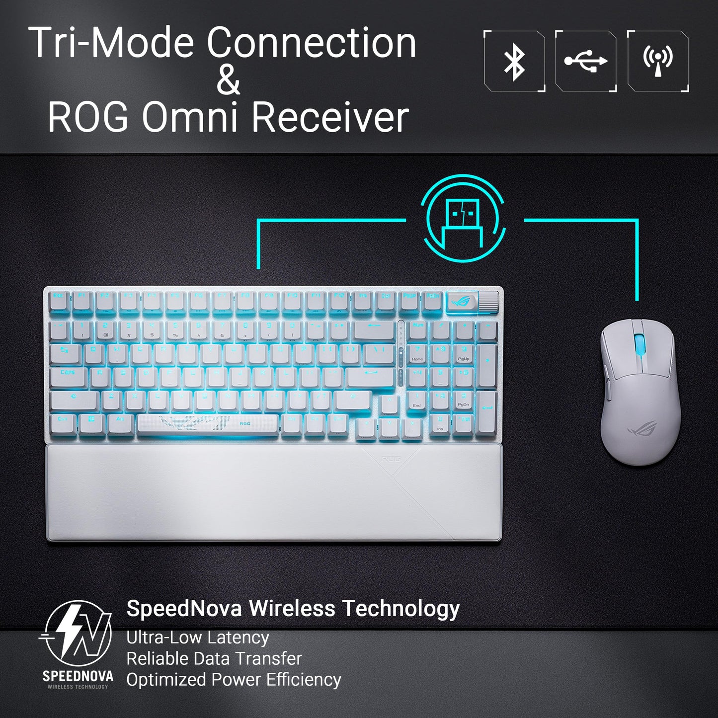 ASUS ROG Strix Scope II 96 Wireless Mechanical Gaming Keyboard – 96% Full-Size, Tri-Mode Connectivity, Hot Swappable Pre-lubed ROG NX Snow Linear Switches, PBT Keycaps, RGB, PC/Mac Support-Black