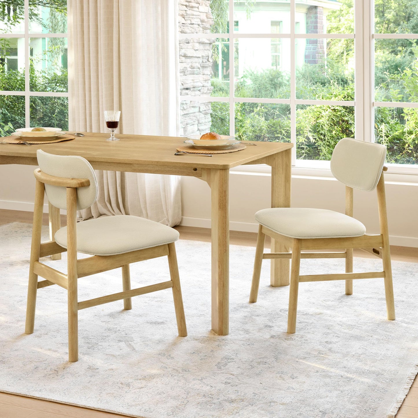 CHITA Soild Wood Dining Chairs Set of 4, Mid Century Modern Walnut Wood Kitchen Chairs with Curved Backrest, Dining Room Chair for Kitchen, Restaurant