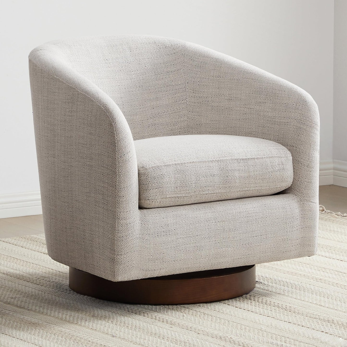 CHITA Swivel Accent Chair Set of 2, Fully Assembled Fabric Barrel Armchair with FSC Certified Upholstered for Living Room, Bedroom and Office, Flax Beige