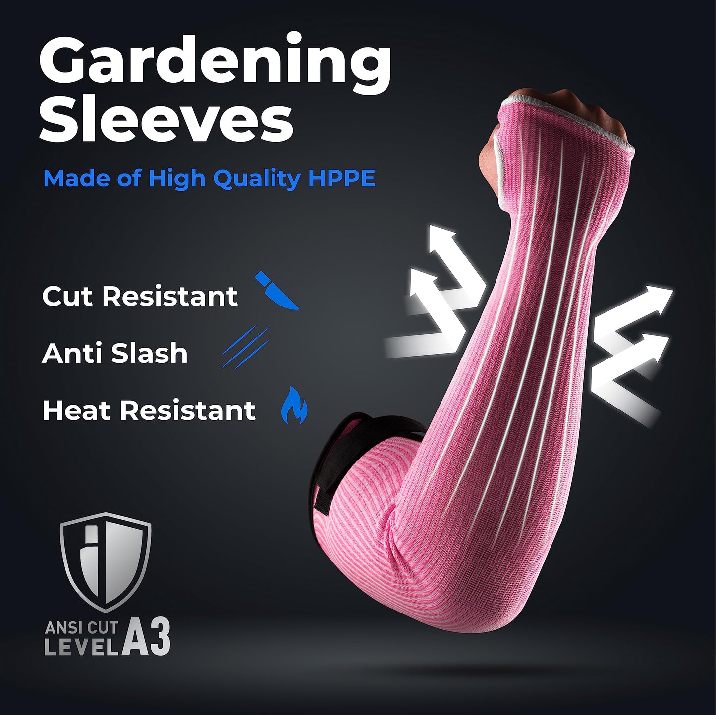 OriStout Cut Resistant Farmers Sleeves with Thumb Hole, Arm Protectors for Thin Skin and Bruising, for Gardening, Welding, Kitchen, Arm Guards for Biting, Pet Grooming, Grey, 1 Pair