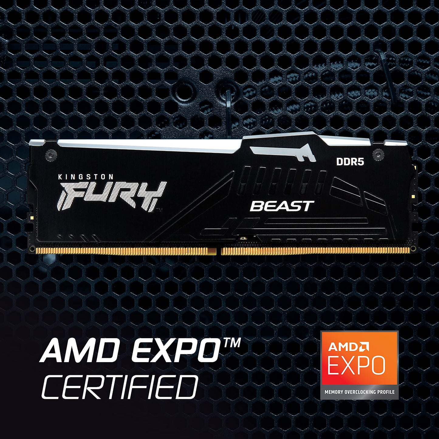 Kingston FURY Beast 32GB 6000MT/s DDR5 CL36 RGB Desktop Memory Single Module | Infrared Syncing | AMD EXPO | KF560C36BBEA-32