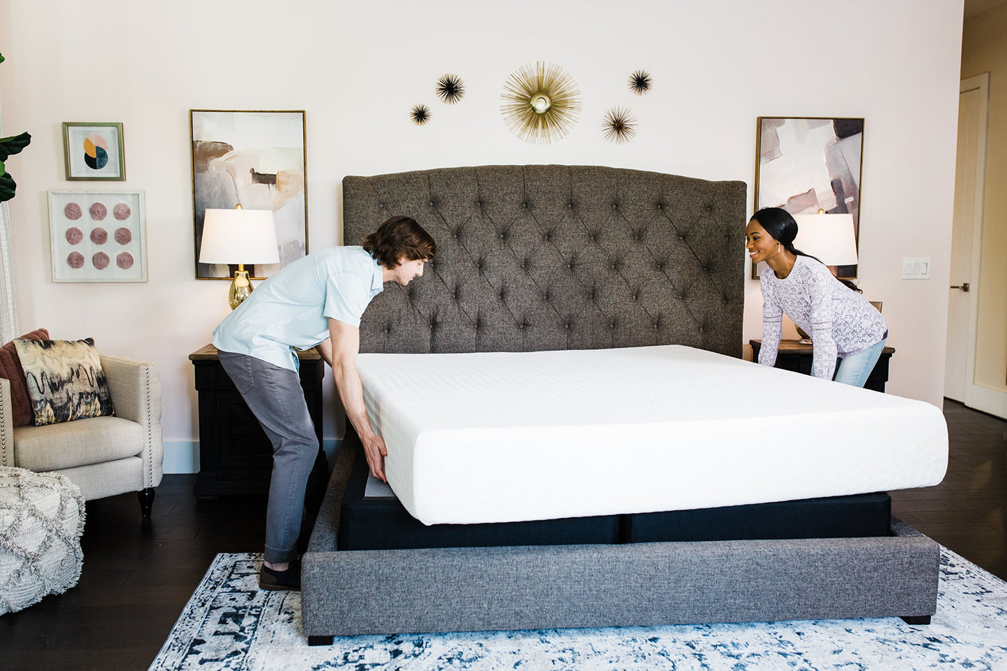 Signature Design by Ashley Queen Size Chime 10 Inch Medium Firm Memory Foam Mattress with Green Tea & Charcoal Gel for Pressure Relief, Fiberglass Free, Mattress In A Box