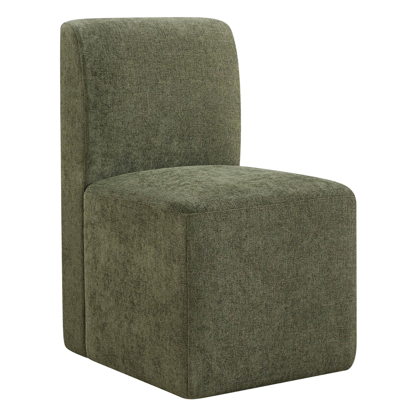 CHITA Dining Chairs with Casters Set of 2, FSC Certified Upholstered Armless Modern Rolling Dining Chairs with Rollers for Bedroom Reading Room Living Room, Fully Assembled, Linen