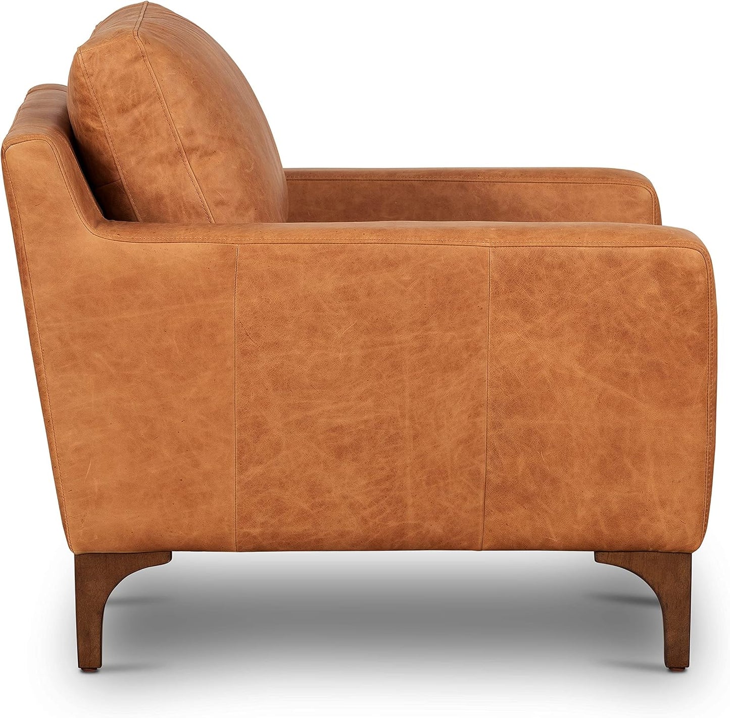 Poly & BARK Sorrento Lounge Chair in Full-Grain Pure-Aniline Italian Tanned Leather in Cognac Tan