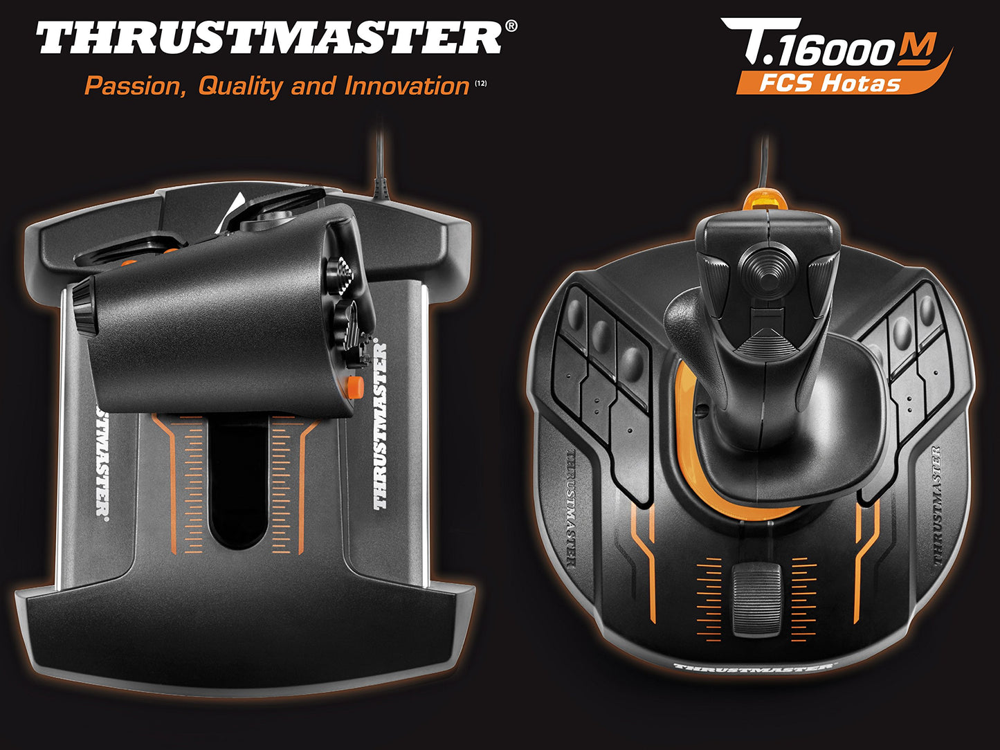 Thrustmaster T16000M FCS Space Sim Duo Combat Flight Sim Joystick - PC | Dual Hall-Effect sticks, 32 programable buttons, weighted bases, 8-way hat switch, 4 axes, twist rudder, integrated throttle