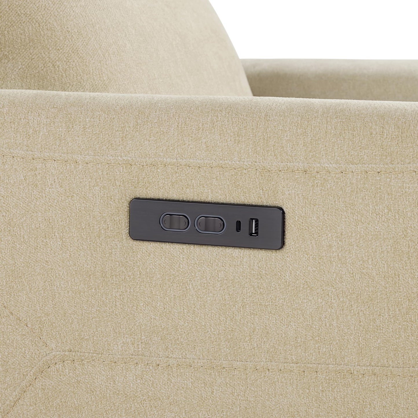 CHITA Genuine Leather Power Recliner Chair for Adults, Electric Wall Hugger Recliner for Small Spaces, Modern Living Room and RV Recliner Chair with Adjustable Power Headrest & Charging Ports, Brown