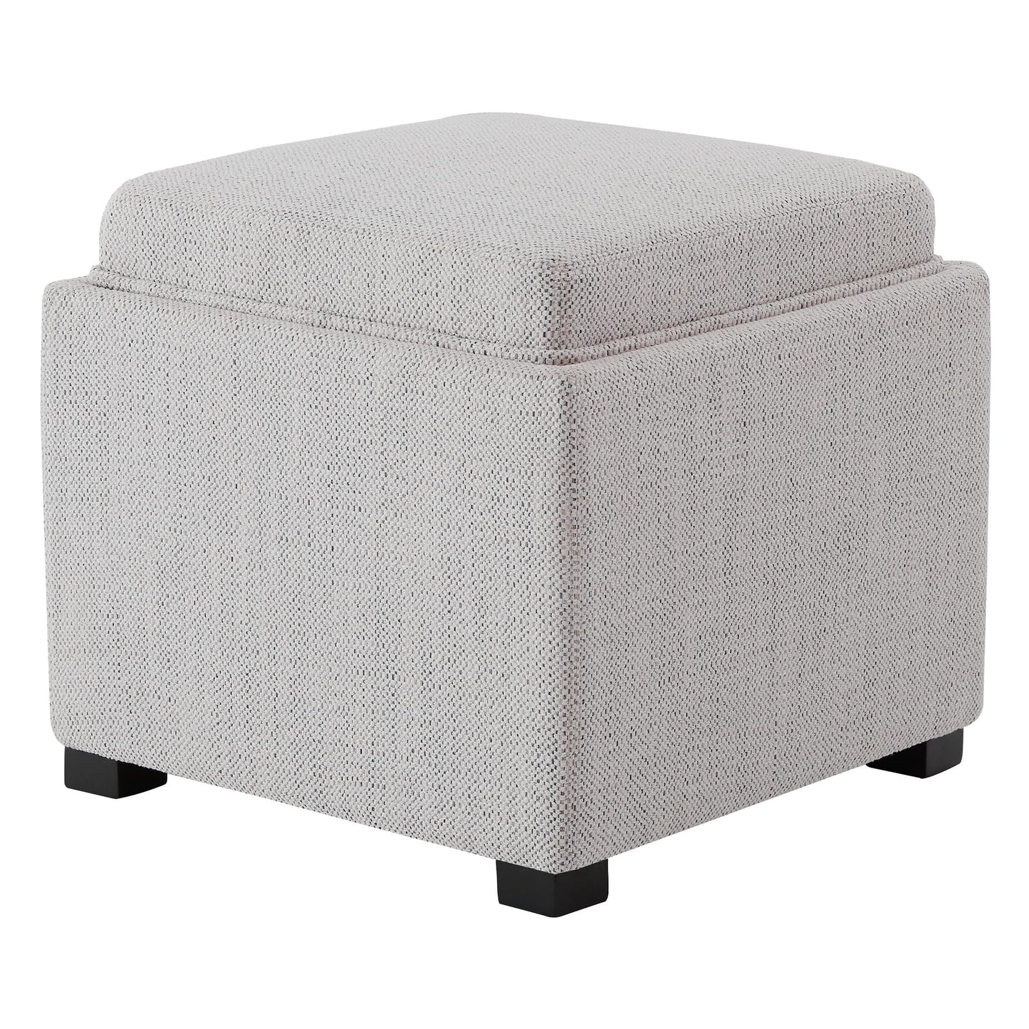 CHITA Storage Ottoman Cube with Tray Lid, Small Footstool with Storage, Square End Table for Living Room and Bedroom, Faux Leather in Saddle Brown