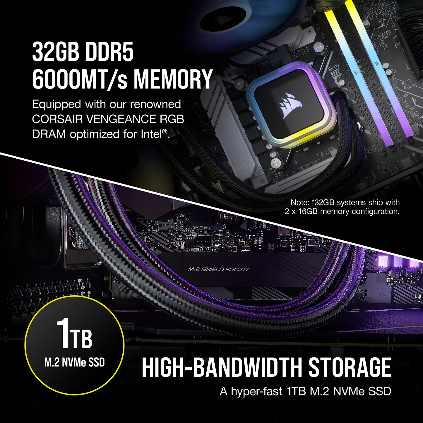 Corsair Vengeance i7500 Gaming PC – Liquid Cooled Intel Core i9-14900KF CPU – NVIDIA GeForce RTX 5080 GPU – 32GB Vengeance RGB DDR5 Memory – 2TB M.2 SSD – Black