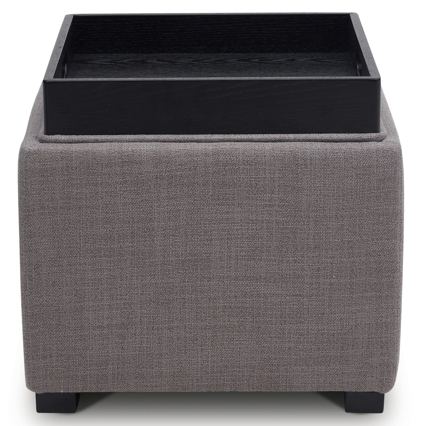 CHITA Storage Ottoman Cube with Tray Lid, Small Footstool with Storage, Square End Table for Living Room and Bedroom, Faux Leather in Saddle Brown