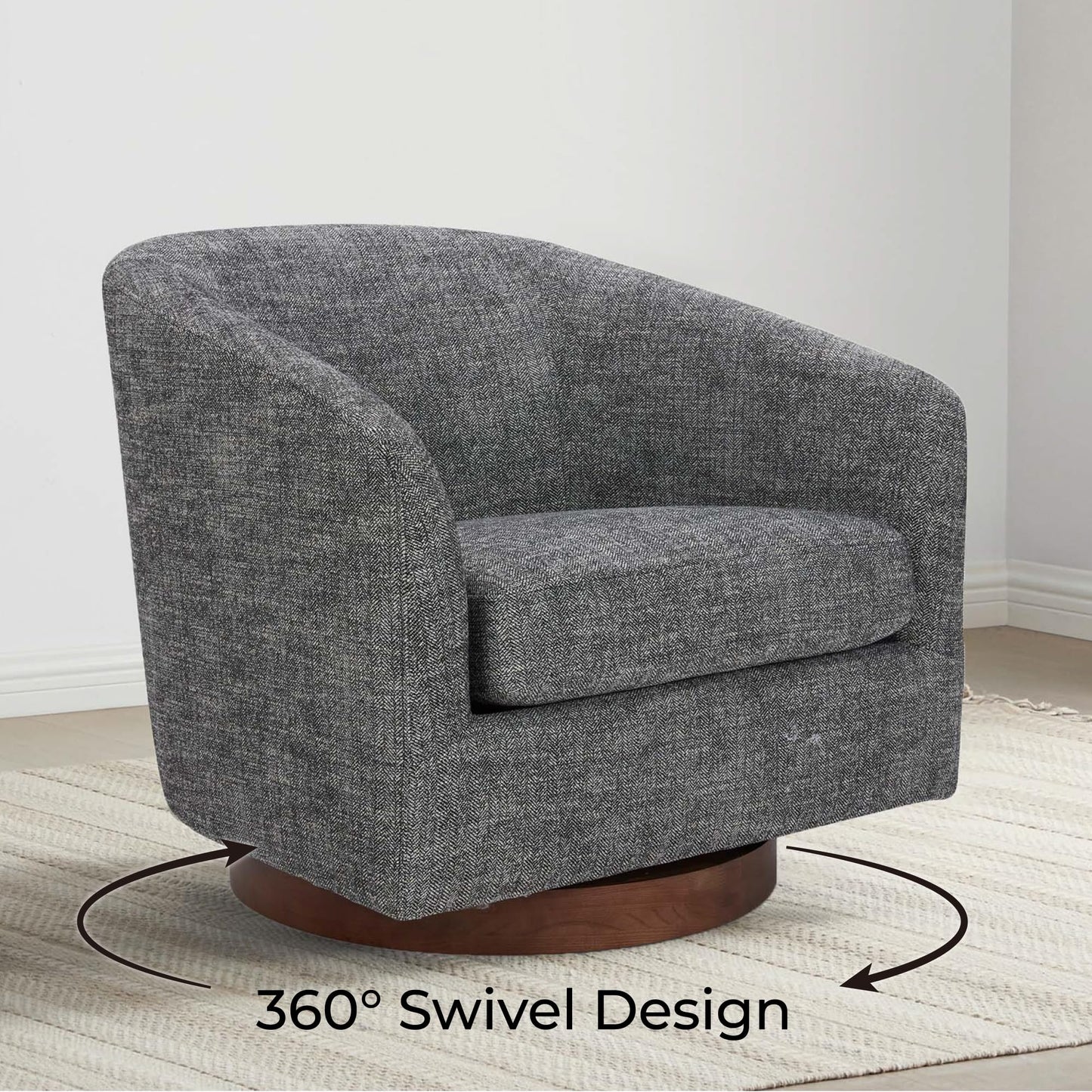 CHITA Swivel Accent Chair Set of 2, Fully Assembled Fabric Barrel Armchair with FSC Certified Upholstered for Living Room, Bedroom and Office, Flax Beige