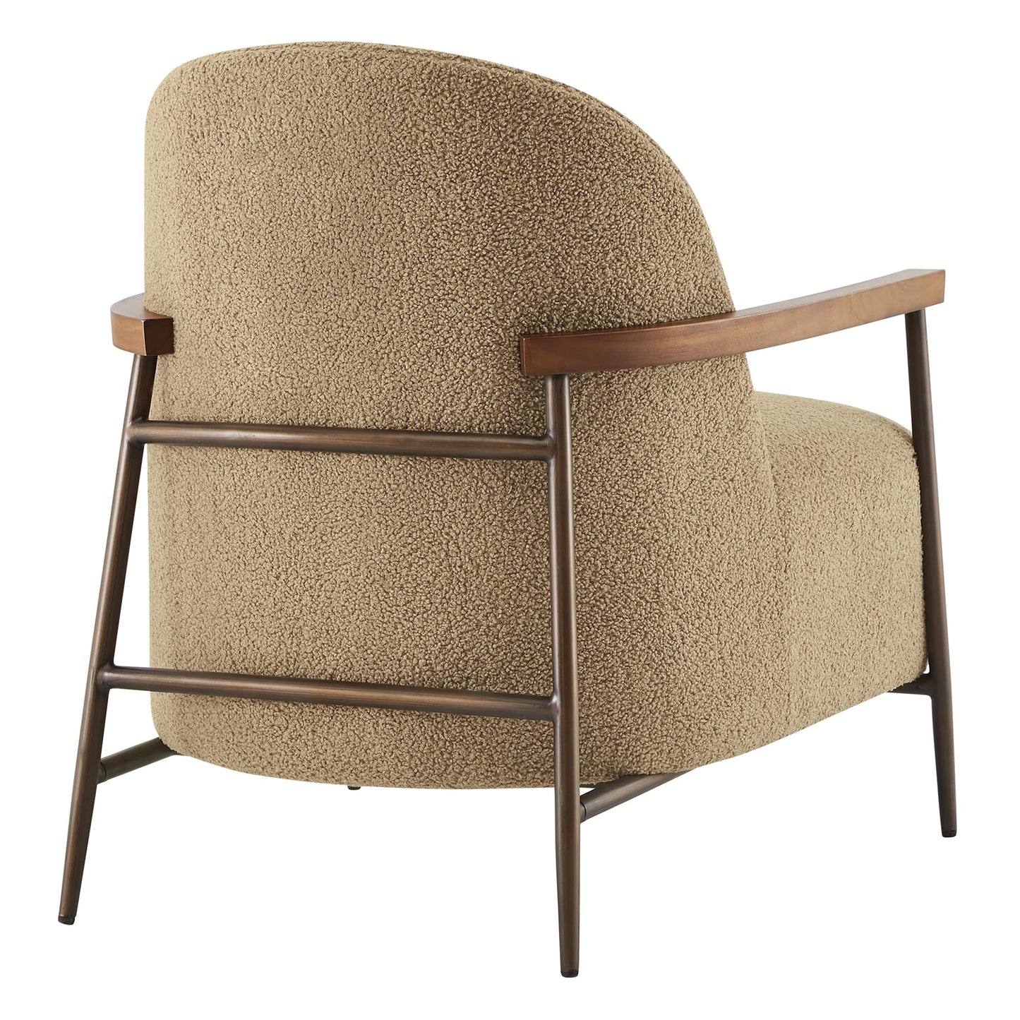 CHITA Accent Chair for Living Room Set of 2, FSC Certified Modern Upholstered Faux Sherpa Fabric Armchair with Metal Frame and Wooden Armrests, Camel