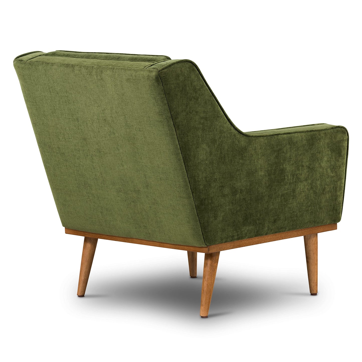 Poly & BARK Rowan Lounge Chairs Set of 2 – Mid Century Modern Leather Armchairs with Ribbed Seat and Solid Ash Wood Frame, Cognac Tan