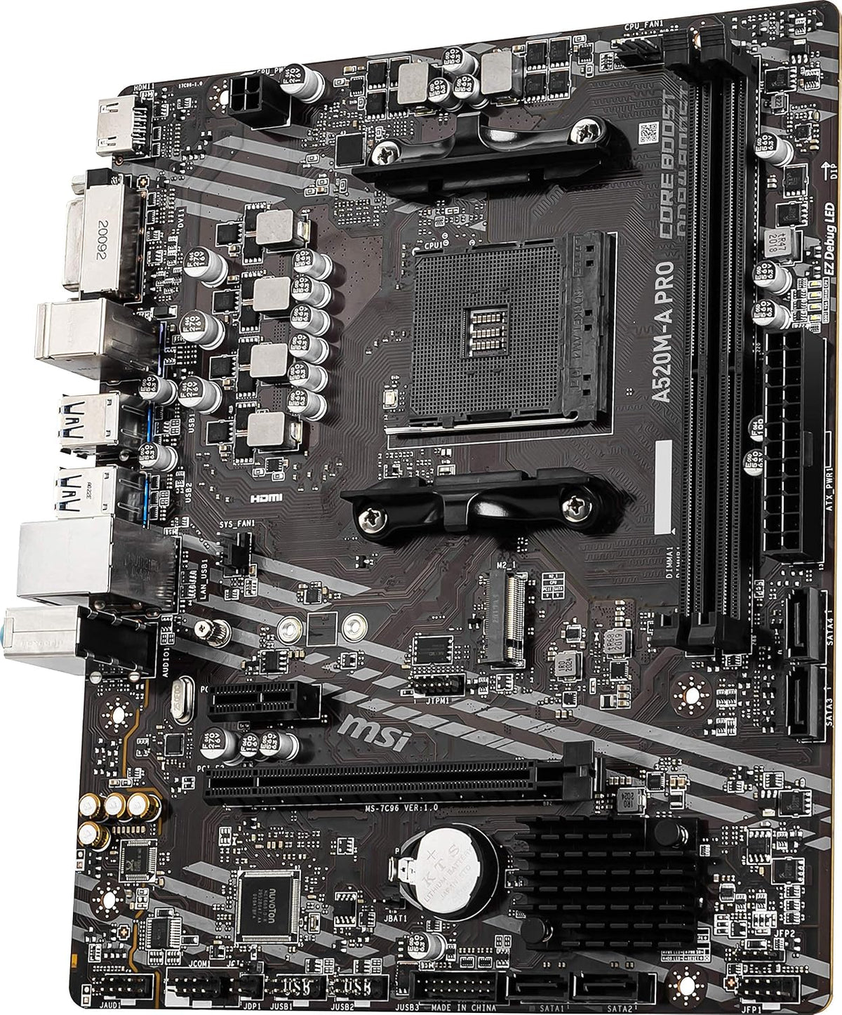 MSI A520M-A PRO Gaming Motherboard (AMD Ryzen 5000, AM4, DDR4, PCIe 3.0, SATA 6Gb/s, M.2, USB 3.2 Gen 1, DVI/HDMI, Micro-ATX)