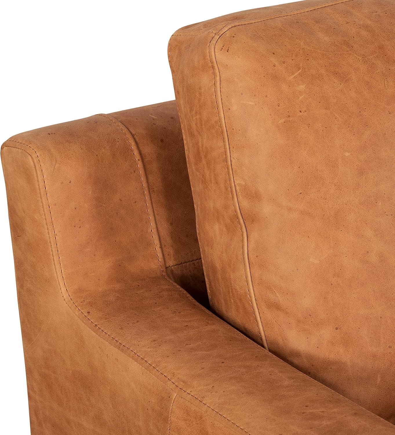 Poly & BARK Sorrento Lounge Chair in Full-Grain Pure-Aniline Italian Tanned Leather in Cognac Tan