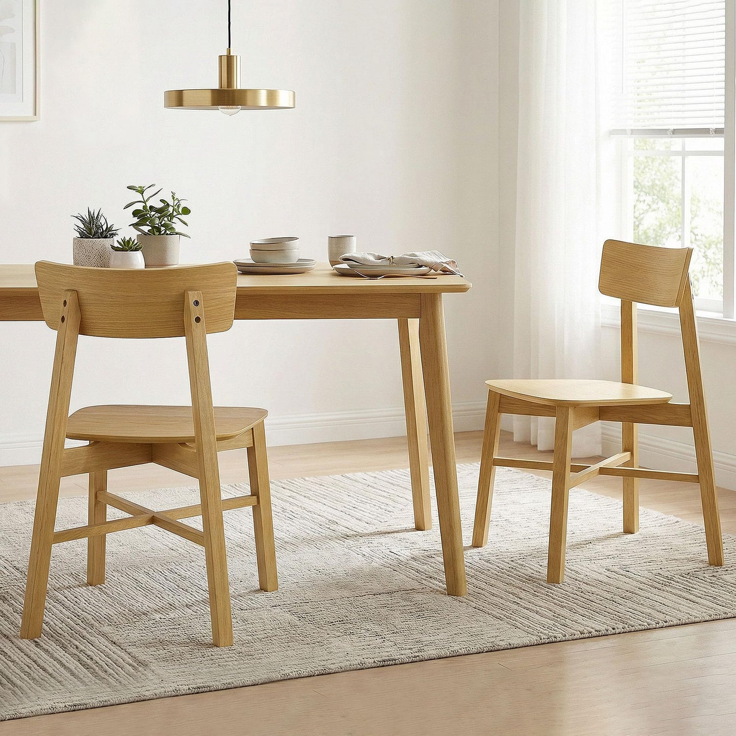 CHITA Soild Wood Dining Chairs Set of 4, Mid Century Modern Walnut Wood Kitchen Chairs with Curved Backrest, Dining Room Chair for Kitchen, Restaurant