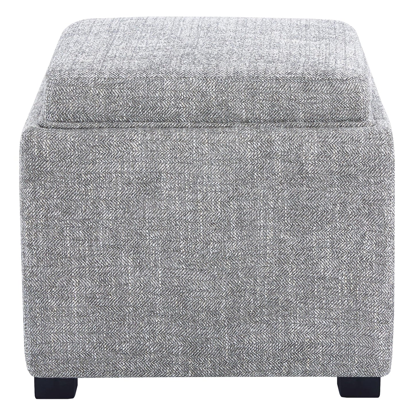 CHITA Storage Ottoman Cube with Tray Lid, Small Footstool with Storage, Square End Table for Living Room and Bedroom, Faux Leather in Saddle Brown