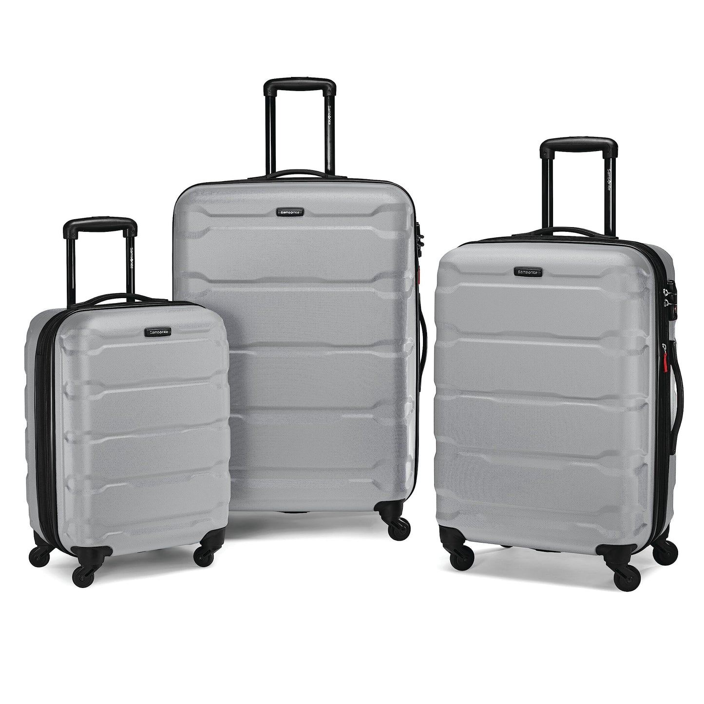 Samsonite Omni PC Hardside Expandable Luggage with Spinner Wheels, Caribbean Blue, Checked-Large 28-Inch