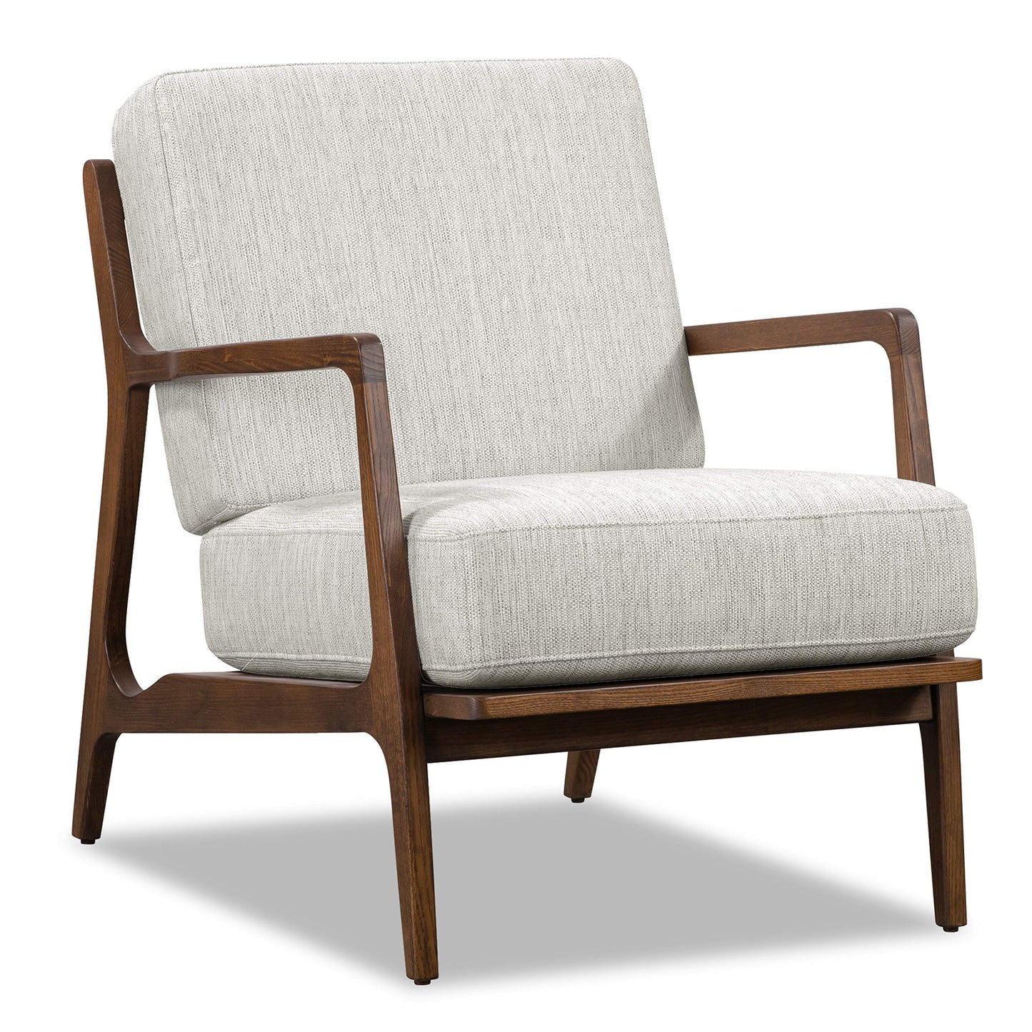 Poly & BARK Verity Leather Accent Chair – Armchair with Walnut Wood Frame – Fashion-Forward Lounge Seating for Living Room – Upholstered in Cognac Tan Leather for Modern Style