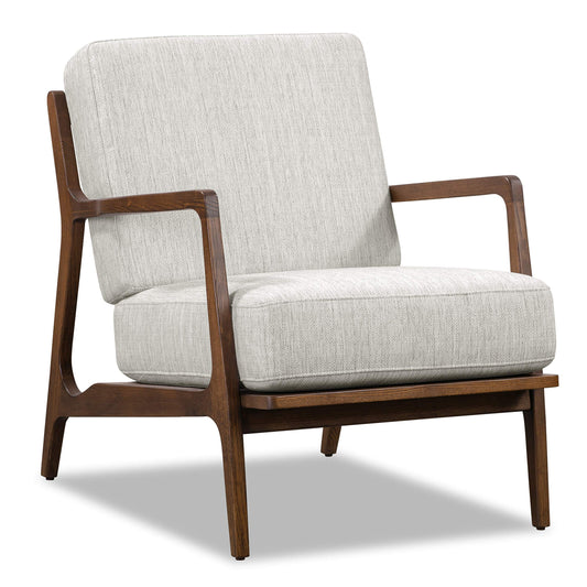 Poly & BARK Verity Leather Accent Chair – Armchair with Walnut Wood Frame – Fashion-Forward Lounge Seating for Living Room – Upholstered in Cognac Tan Leather for Modern Style