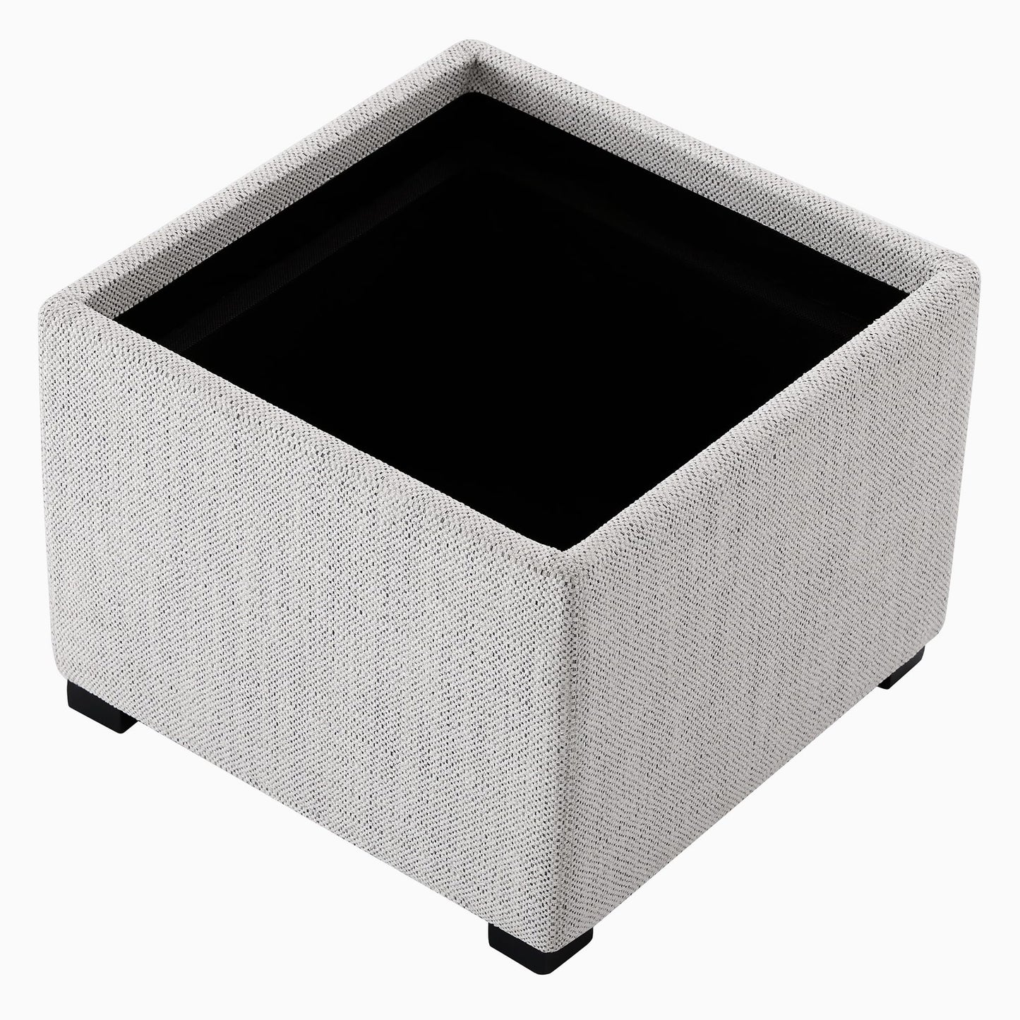 CHITA Storage Ottoman Cube with Tray Lid, Small Footstool with Storage, Square End Table for Living Room and Bedroom, Faux Leather in Saddle Brown