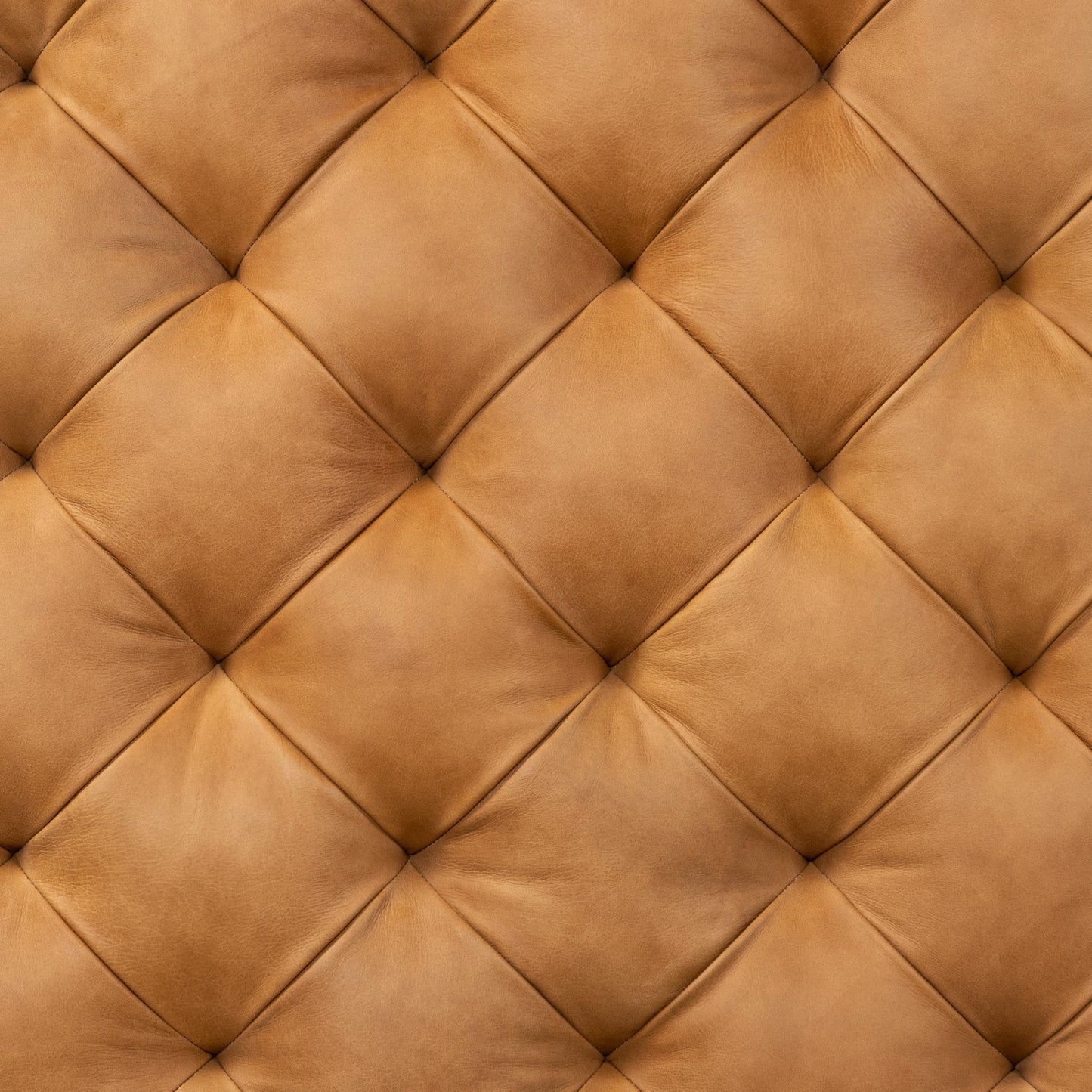POLY & BARK Denver Ottoman – 43" Large Pouf with Feather-Down Topper – Full-Grain Leather Upholstered Pouf Ottoman for Living Room – Vintage Italian Leather in Cognac Tan