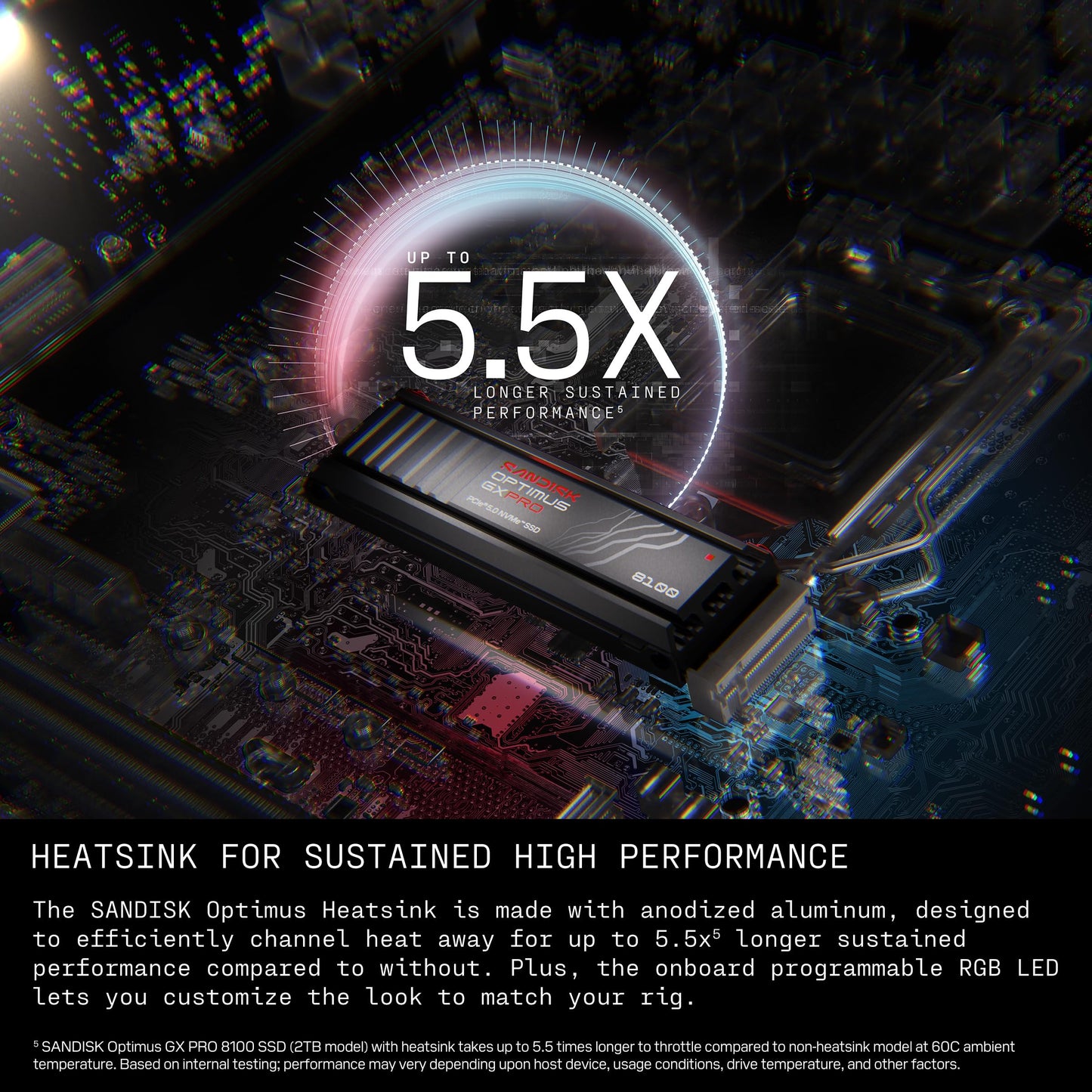 SANDISK 2TB Optimus GX PRO 8100 PCIe 5.0 NVMe SSD - M.2 2280, Up to 14,900 MB/s Read Speed, Lightning-Fast Performance - SDSP82200TAN