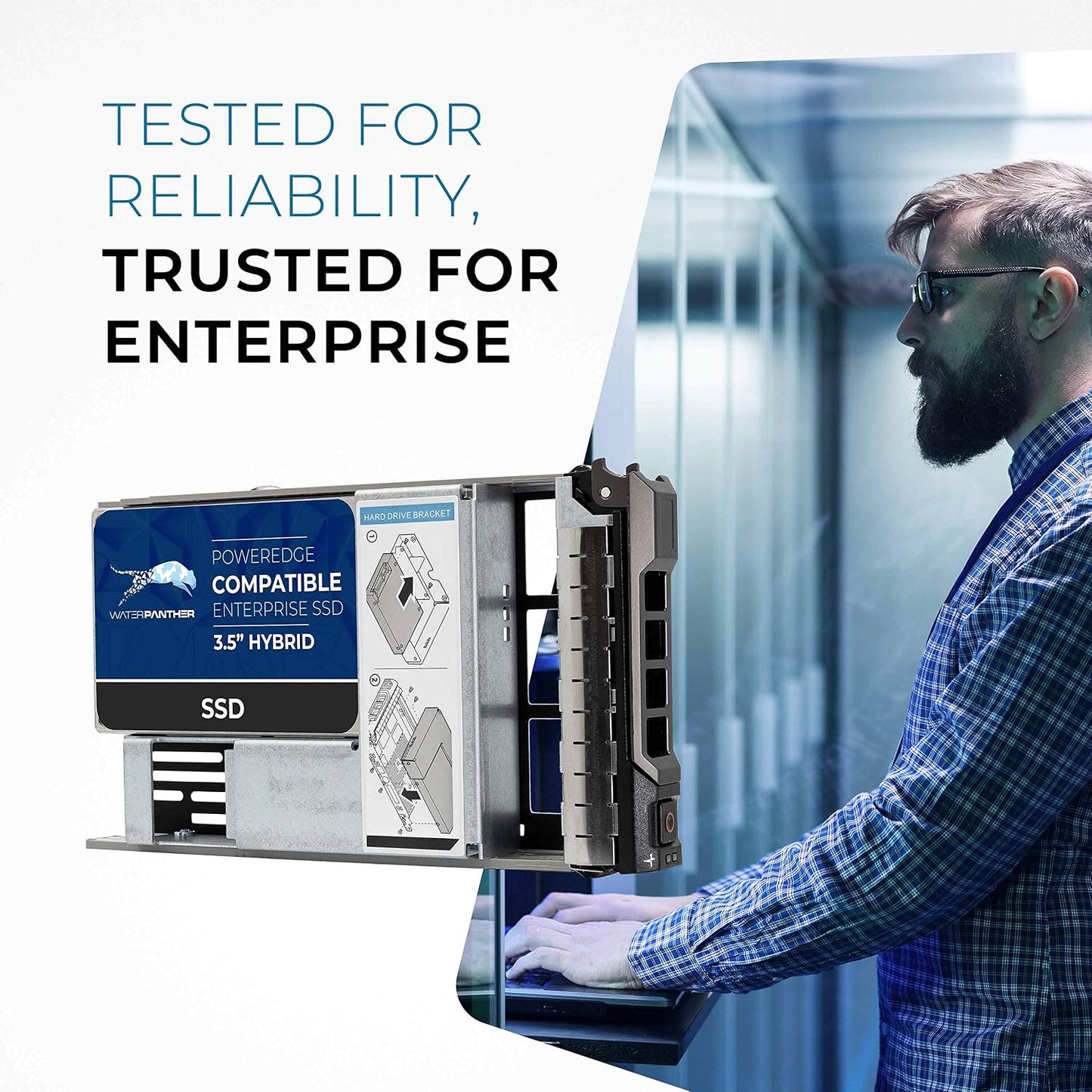 Water Panther 1.92TB 3D TLC SATA 6Gb/s 3.5" Solid State Drive | Hybrid Tray for Dell EMC PowerEdge Servers | Enterprise SSD Compatible with 13G Convert Tray (Renewed)
