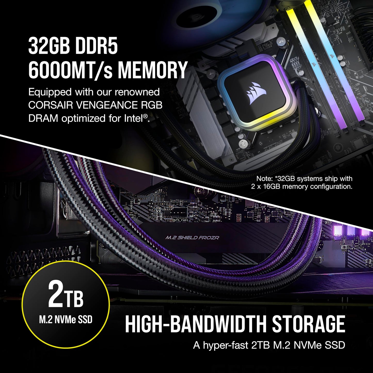 Corsair Vengeance i7500 Gaming PC – Liquid Cooled Intel Core i9-14900KF CPU – NVIDIA GeForce RTX 5080 GPU – 32GB Vengeance RGB DDR5 Memory – 2TB M.2 SSD – Black
